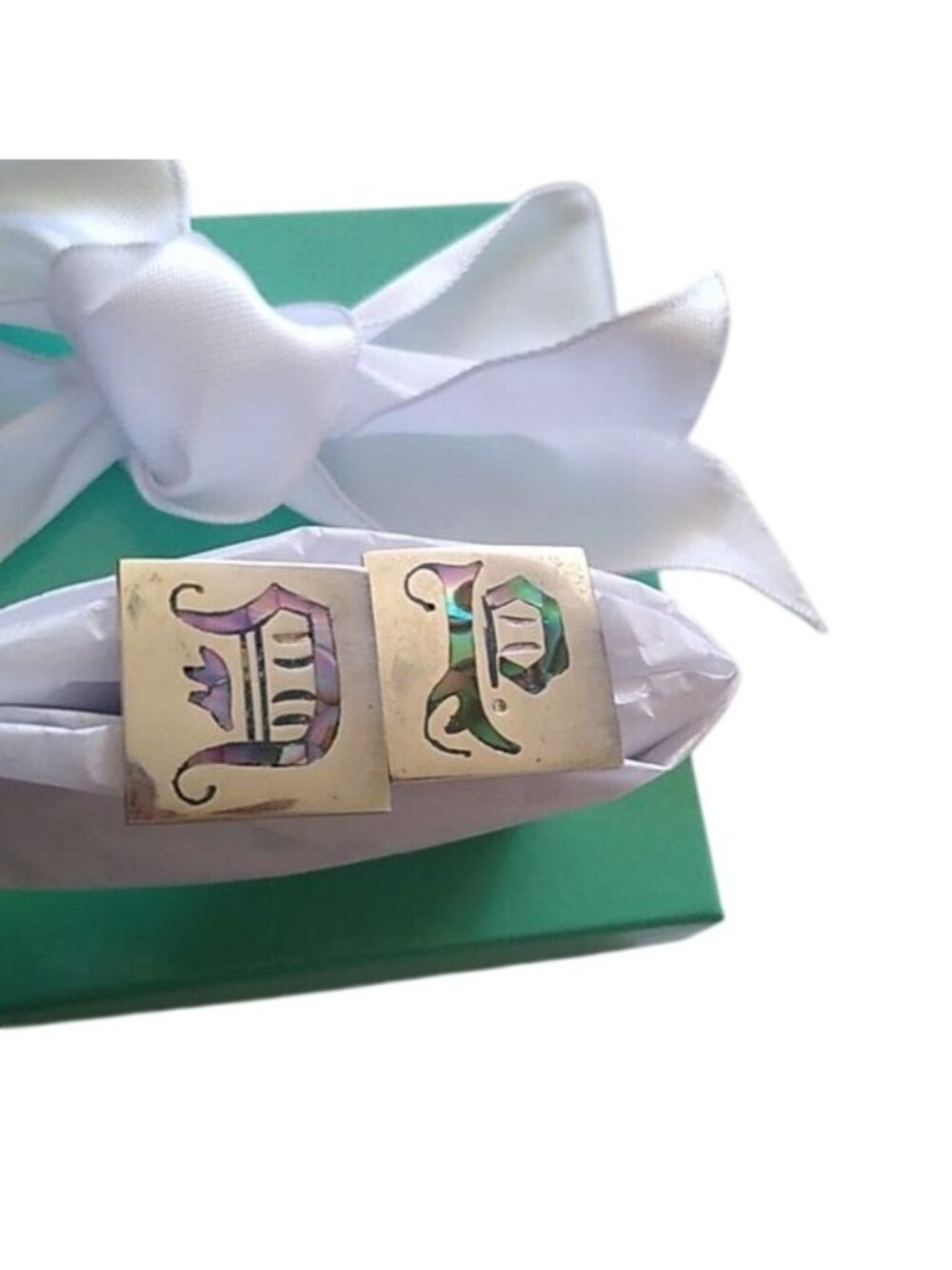 Vintage Alpaca Silver Initial D + P Cufflinks Mexico